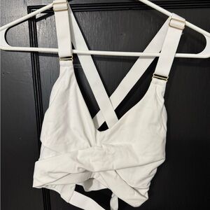 White Cross-Back Crop Top